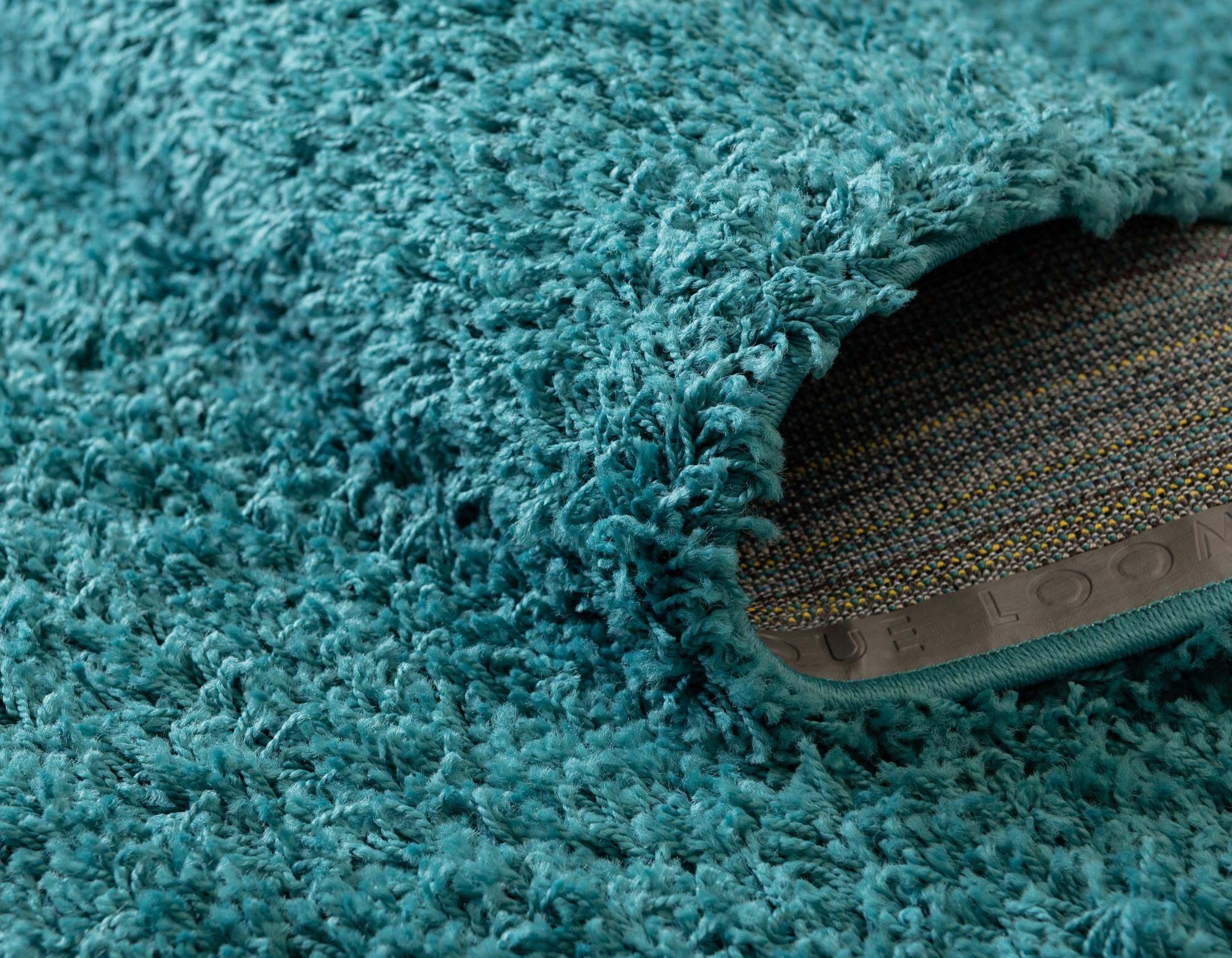 Unique Loom Indoor Rugs - Solid Shag Solid Rectangular 8x11 Rug Aqua Blue