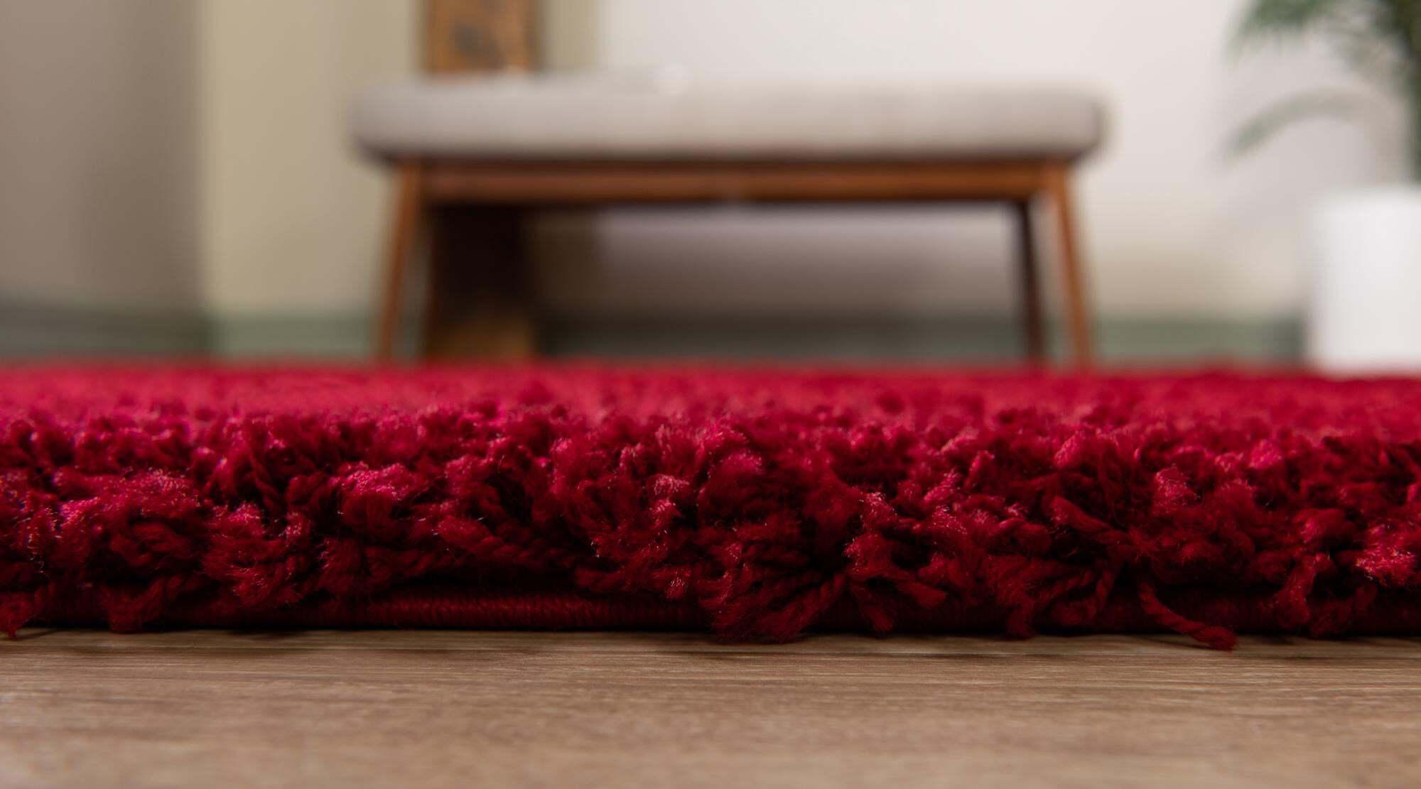 Unique Loom Indoor Rugs - Solid Shag Solid Rectangular 8x11 Rug Cherry Red