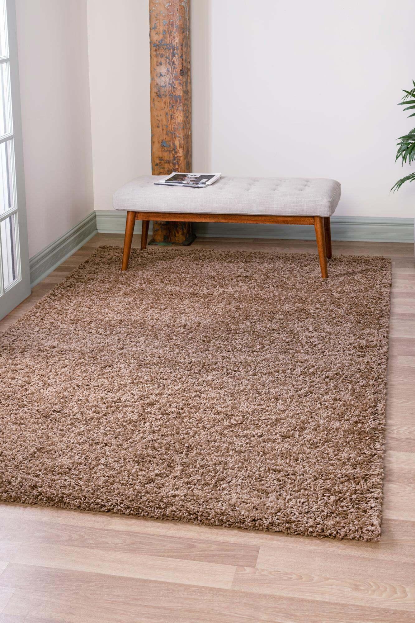 Unique Loom Indoor Rugs - Solid Shag Solid Rectangular 8x11 Rug Cocoa