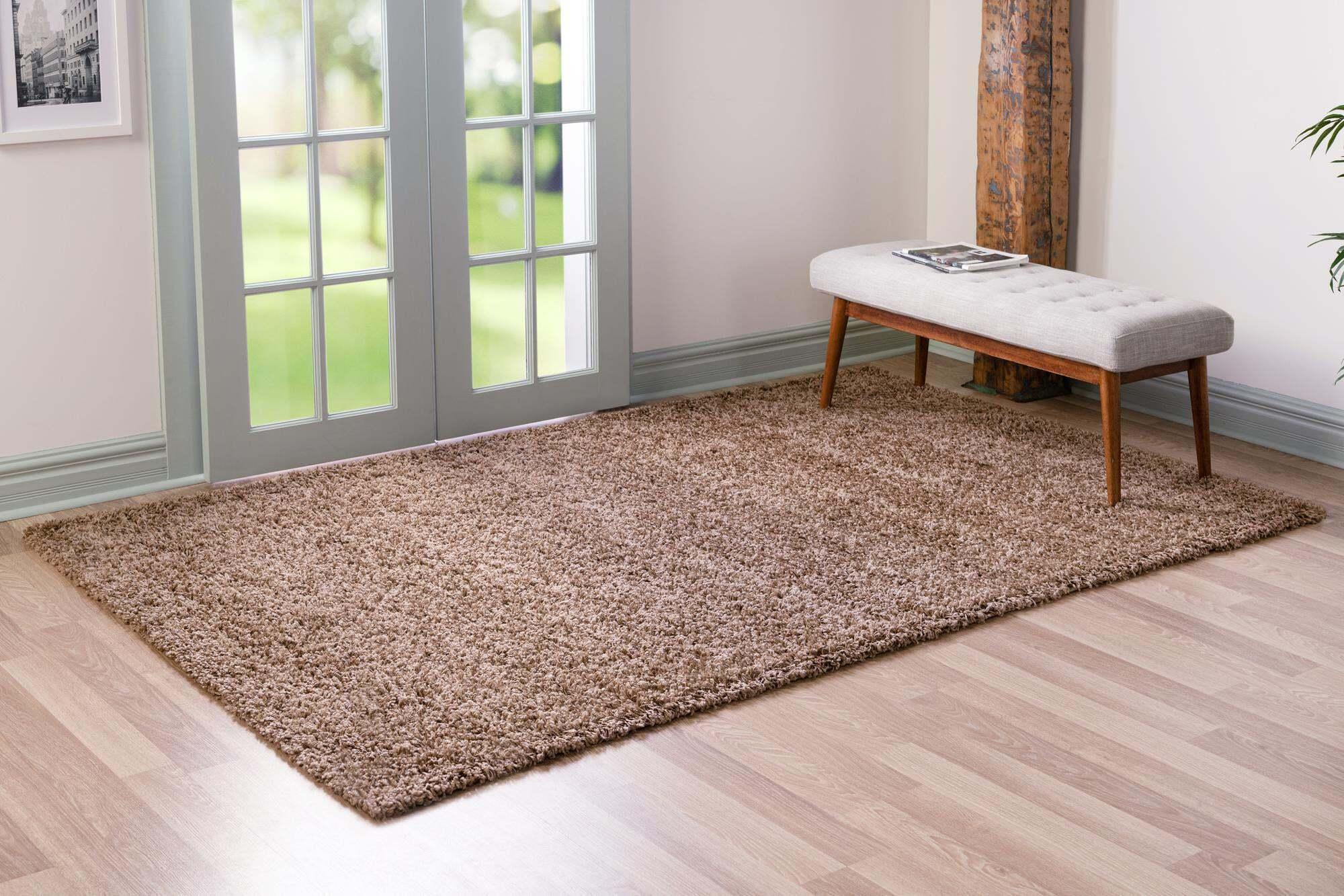 Unique Loom Indoor Rugs - Solid Shag Solid Rectangular 8x11 Rug Cocoa