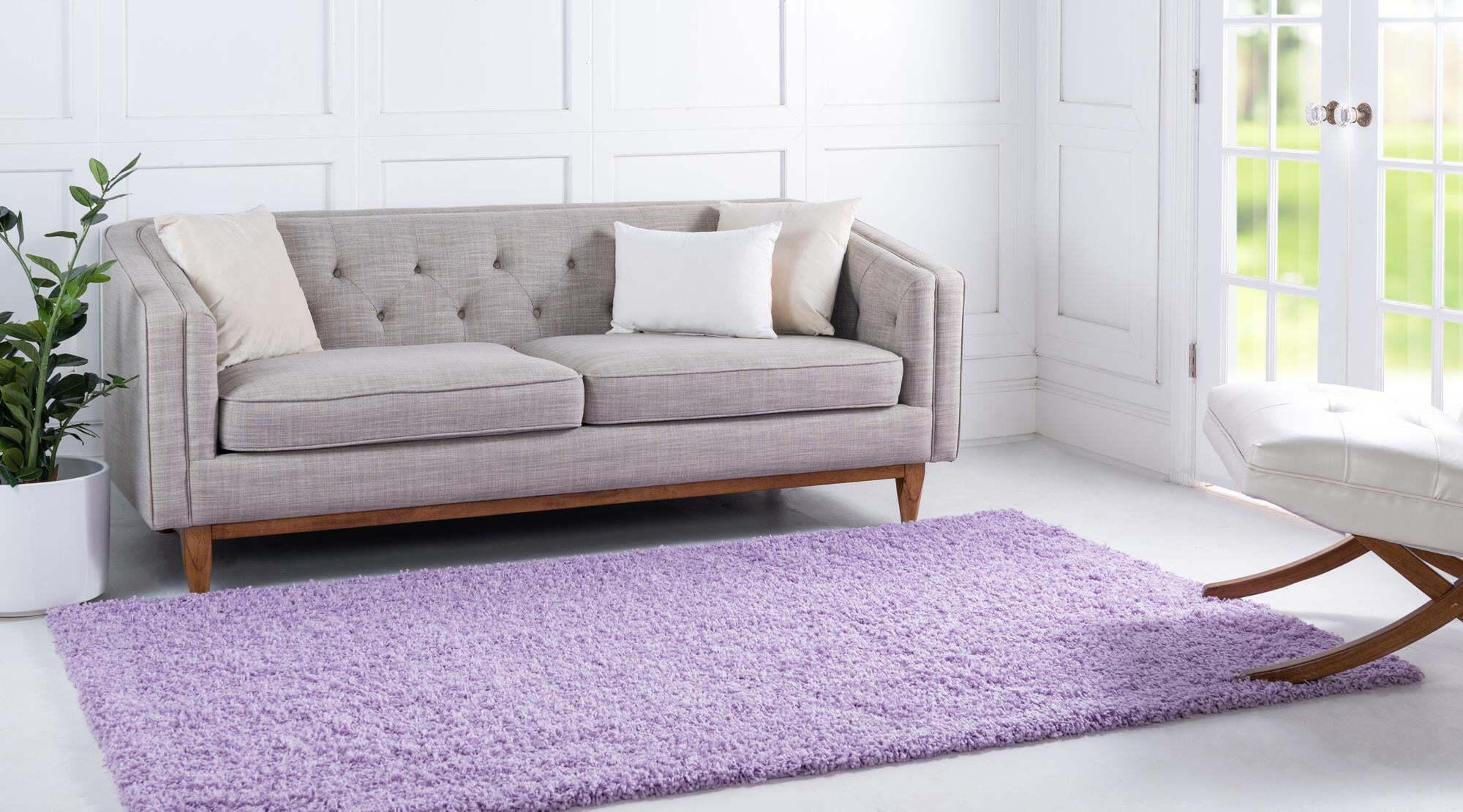 Unique Loom Indoor Rugs - Solid Shag Solid Rectangular 8x11 Rug Lilac