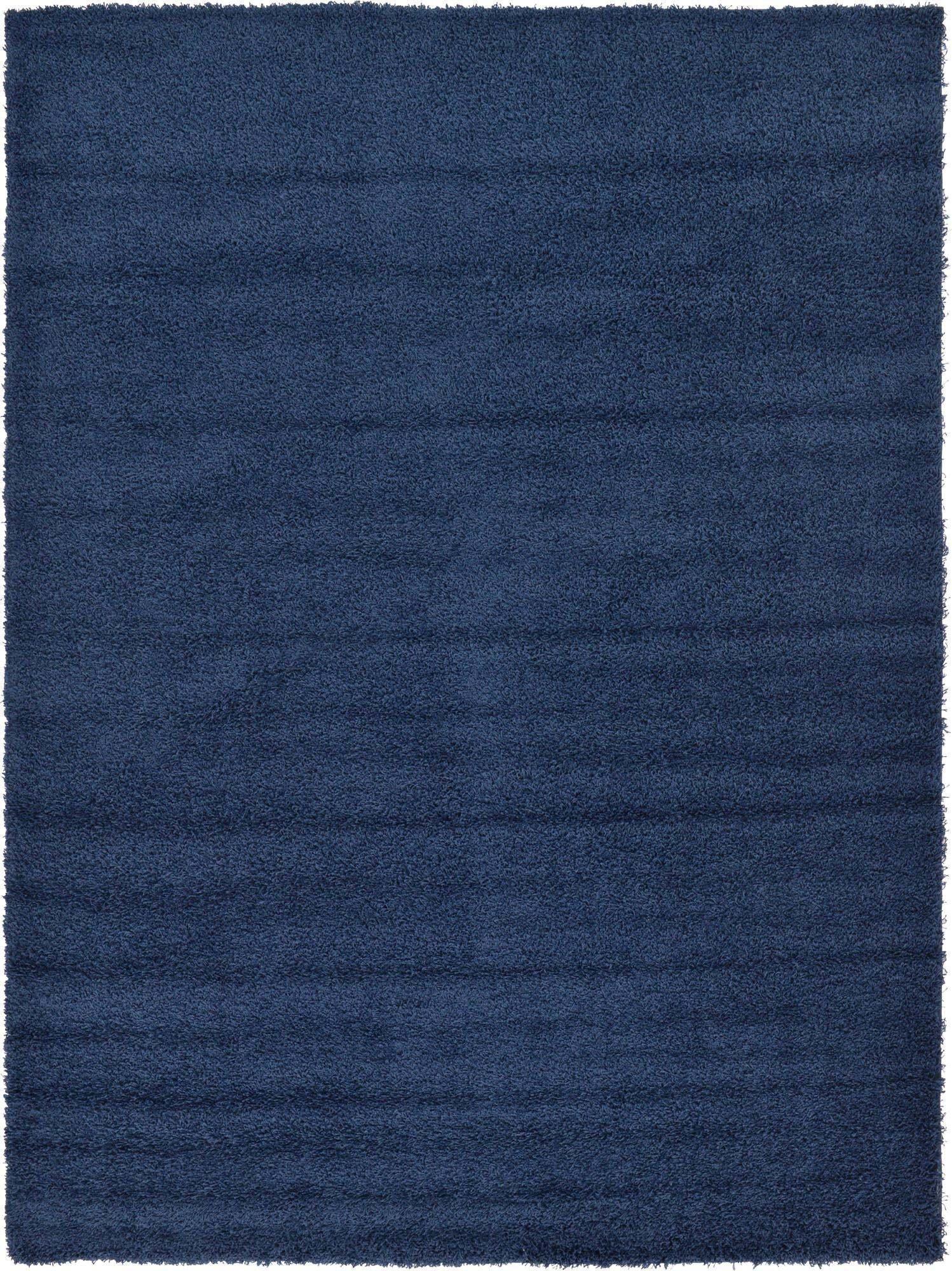 Unique Loom Indoor Rugs - Solid Shag Solid Rectangular 8x11 Rug Navy Blue