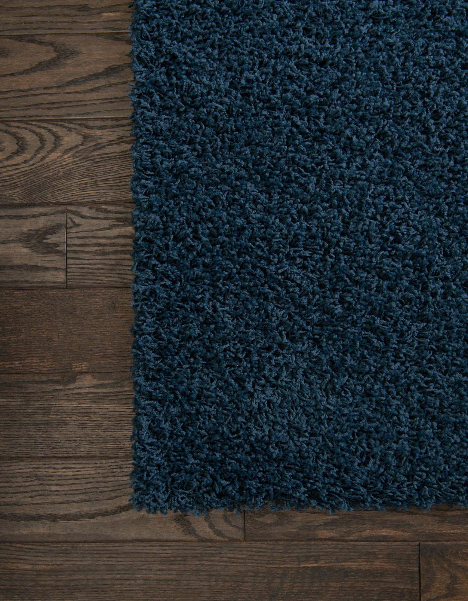 Unique Loom Indoor Rugs - Solid Shag Solid Rectangular 8x11 Rug Navy Blue