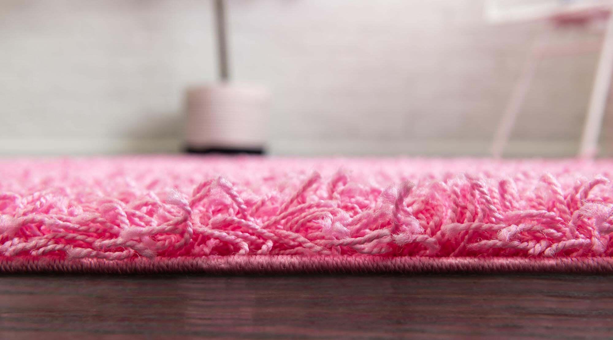 Unique Loom Indoor Rugs - Solid Shag Solid Rectangular 9x12 Rug Bubblegum Pink