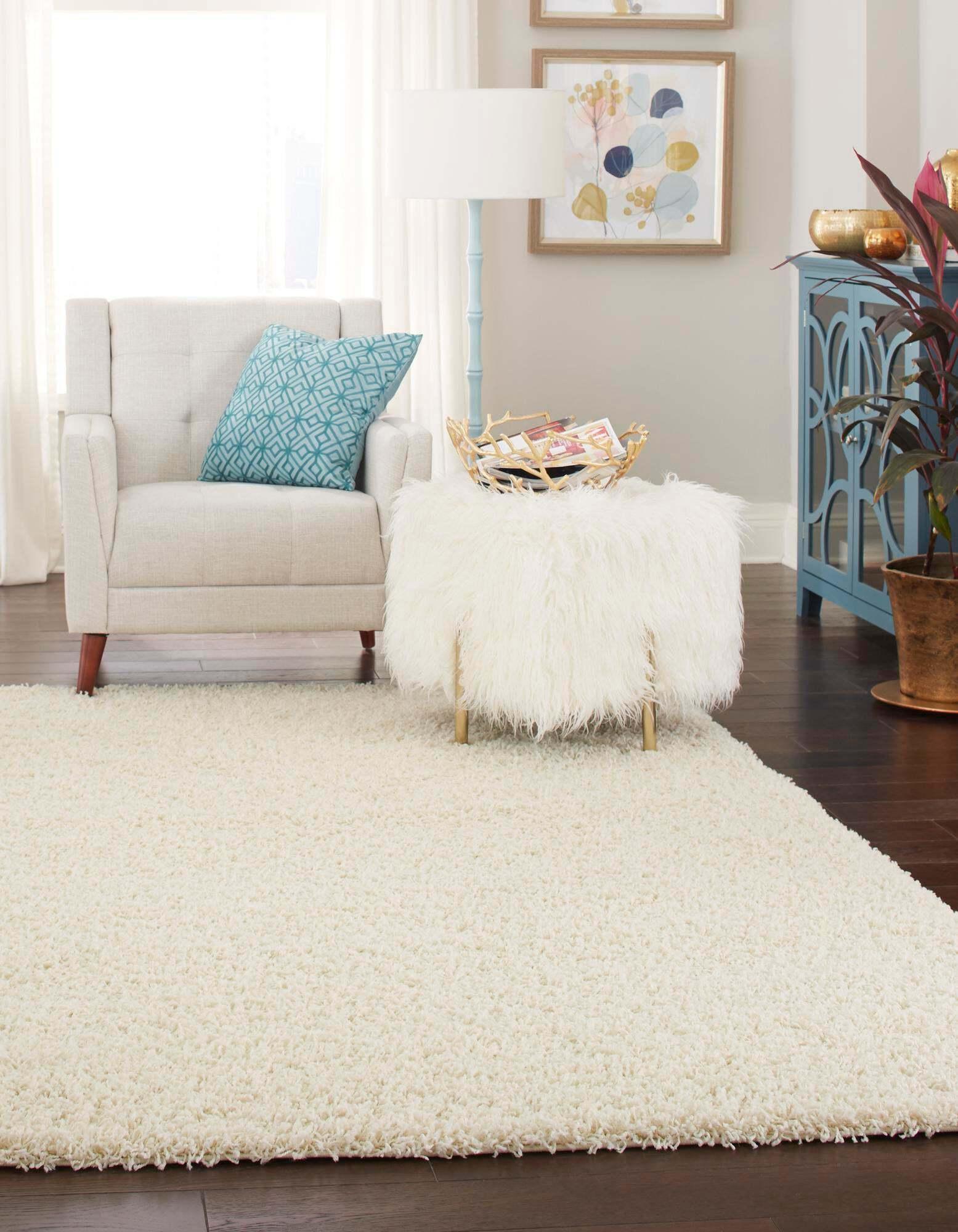 Unique Loom Indoor Rugs - Solid Shag Solid Rectangular 9x12 Rug Ivory