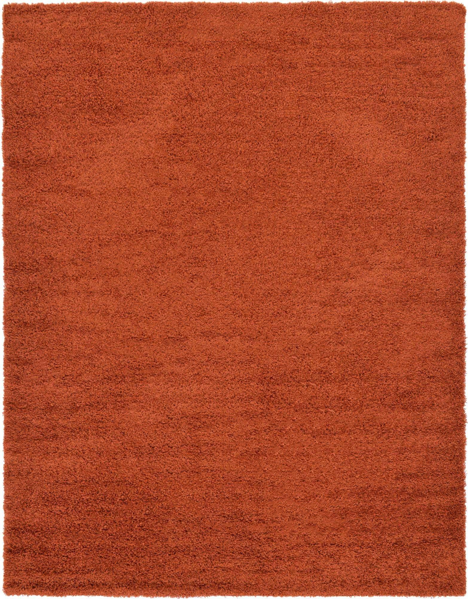 Unique Loom Indoor Rugs - Solid Shag Solid Rectangular 9x12 Rug Terracotta