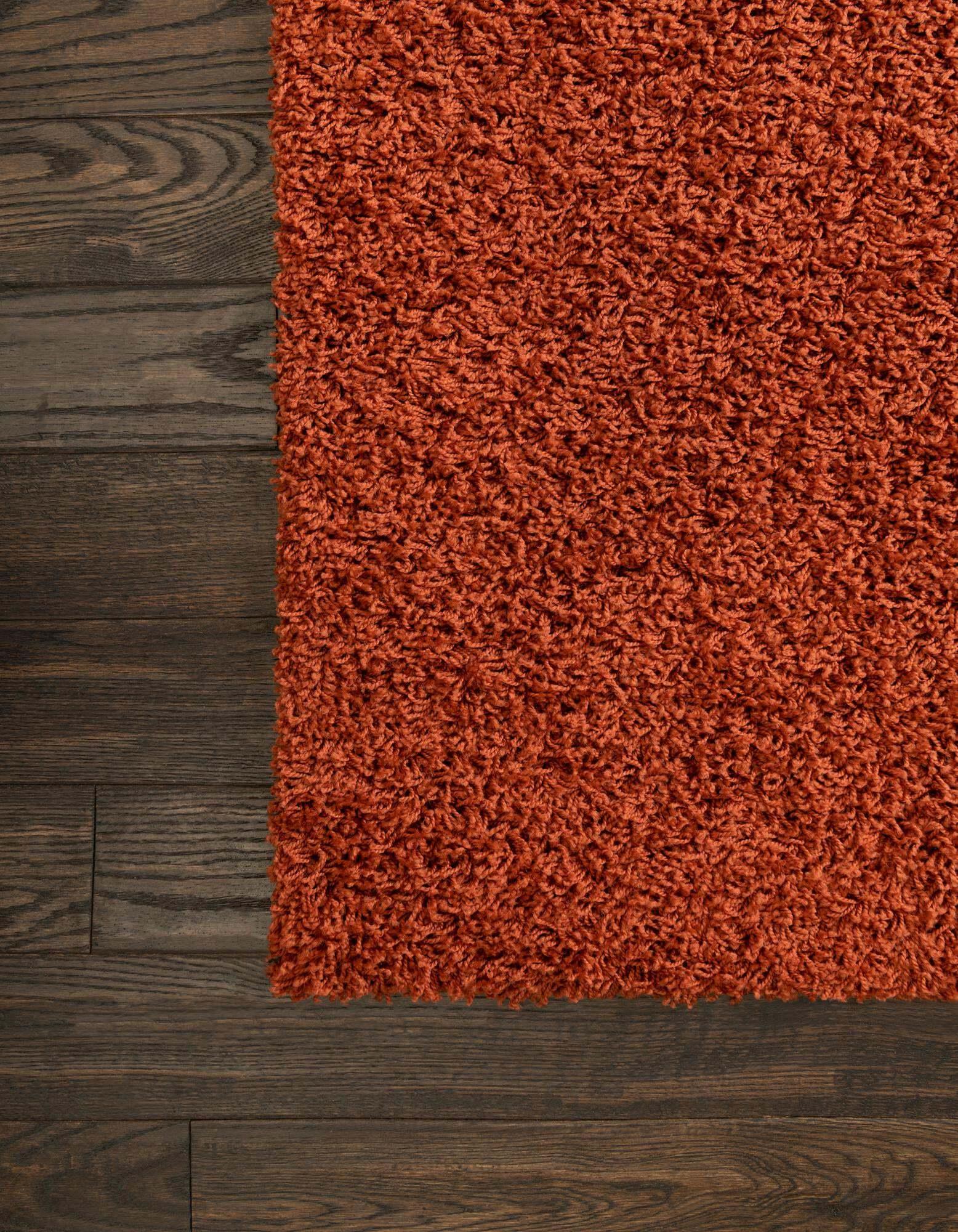 Unique Loom Indoor Rugs - Solid Shag Solid Rectangular 9x12 Rug Terracotta