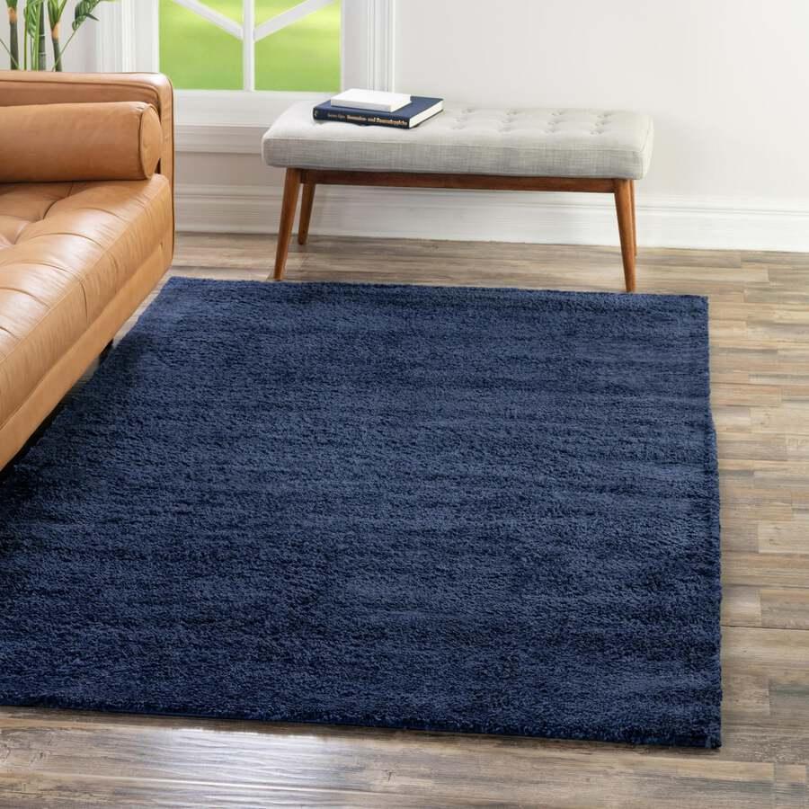 Unique Loom Indoor Rugs - Solo Comfort 10x14 Rectangular Rug Navy Blue