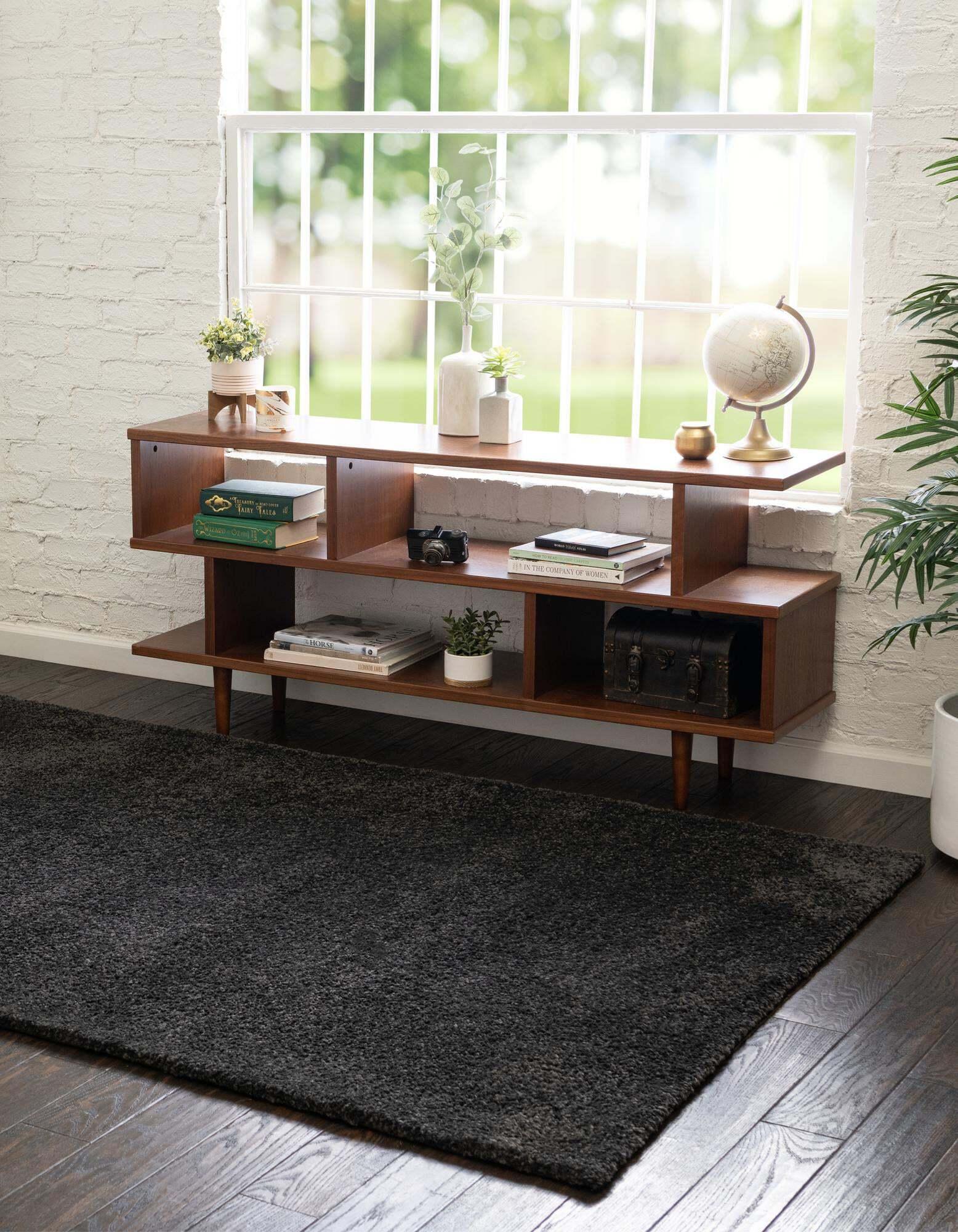 Unique Loom Indoor Rugs - Solo Solid Rectangular 8x10 Rug Charcoal