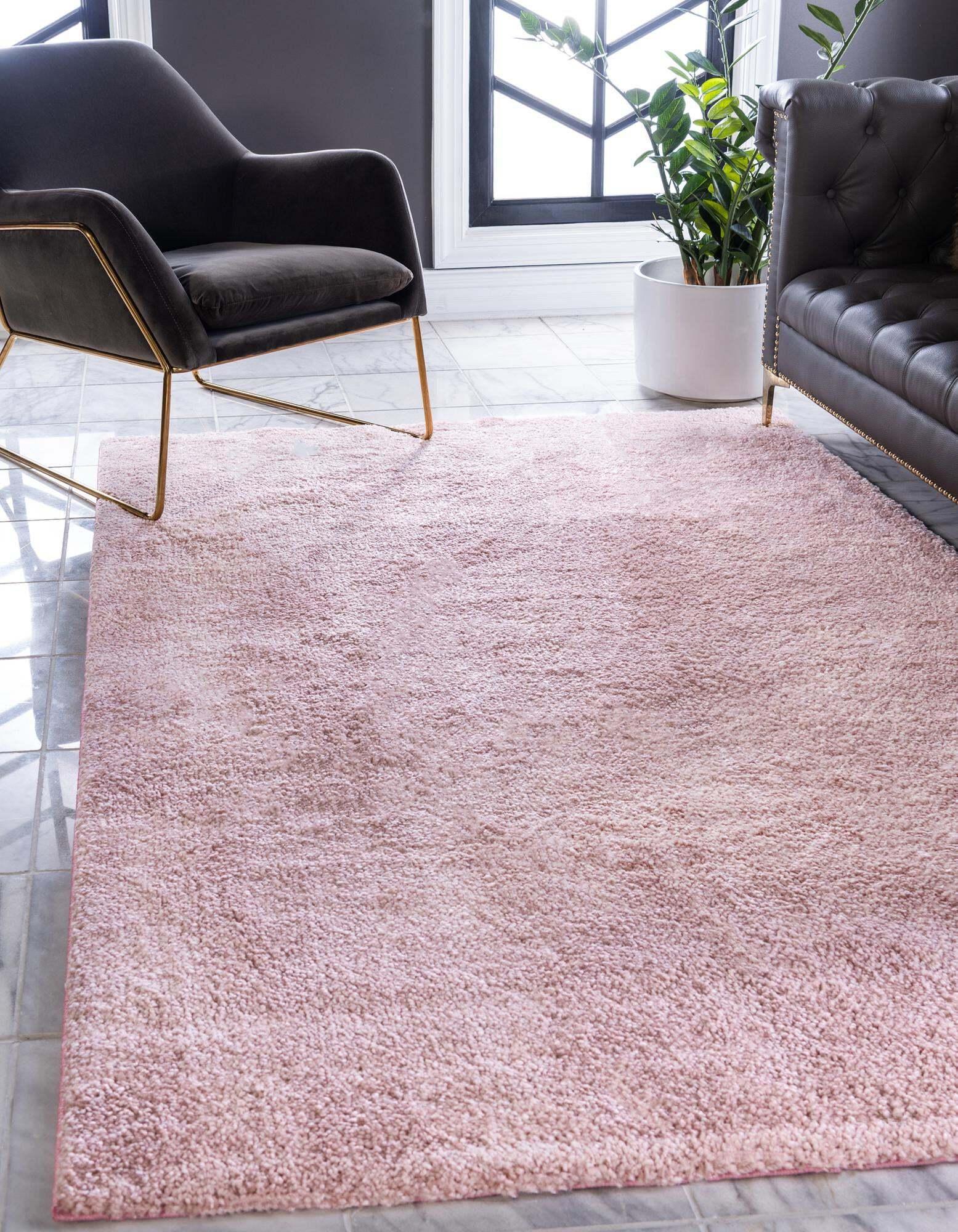 Unique Loom Indoor Rugs - Solo Solid Rectangular 8x10 Rug Pink