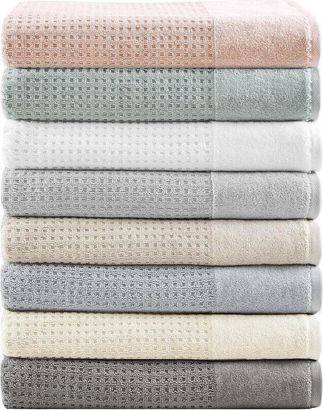 Madison Park Taupe Spa Waffle 6 Piece Jacquard Combed Cotton Towel Set