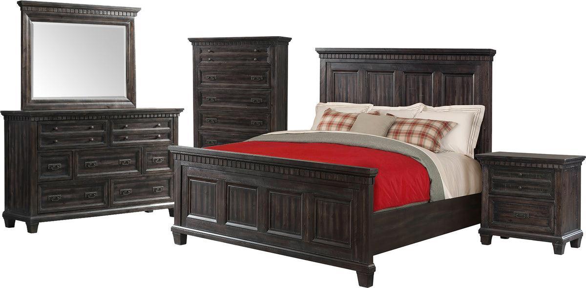 Elements Bedroom Sets - Steele Queen Panel 5PC Bedroom Set Smokey Walnut