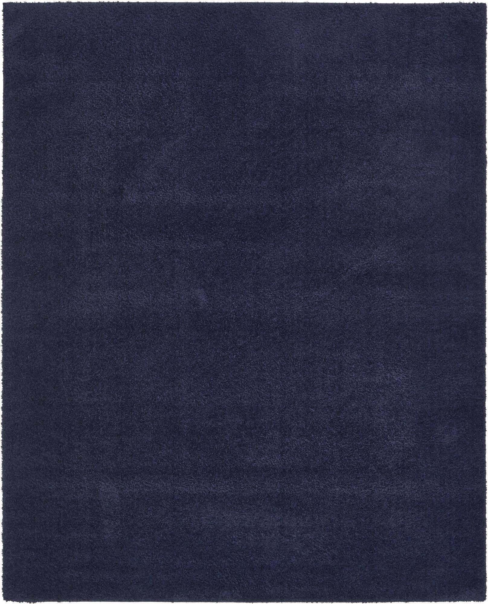 Unique Loom Indoor Rugs - Studio Solid Shag Solid Rectangular 8x10 Rug Midnight Blue