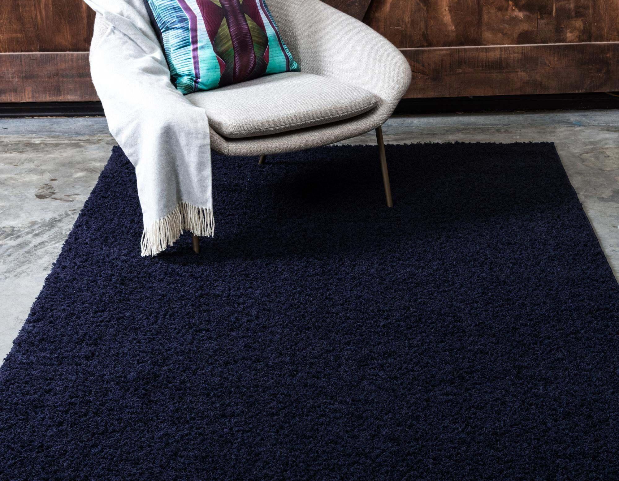 Unique Loom Indoor Rugs - Studio Solid Shag Solid Rectangular 8x10 Rug Midnight Blue