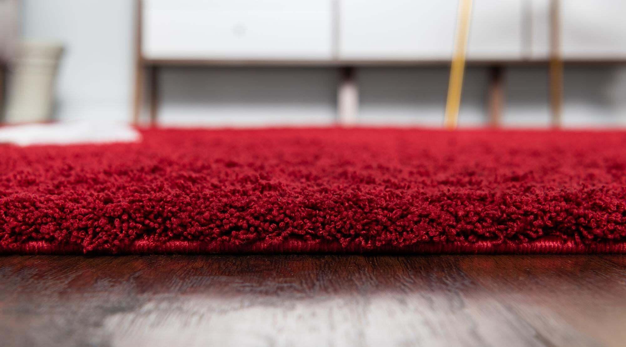 Unique Loom Indoor Rugs - Studio Solid Shag Solid Rectangular 8x10 Rug Red