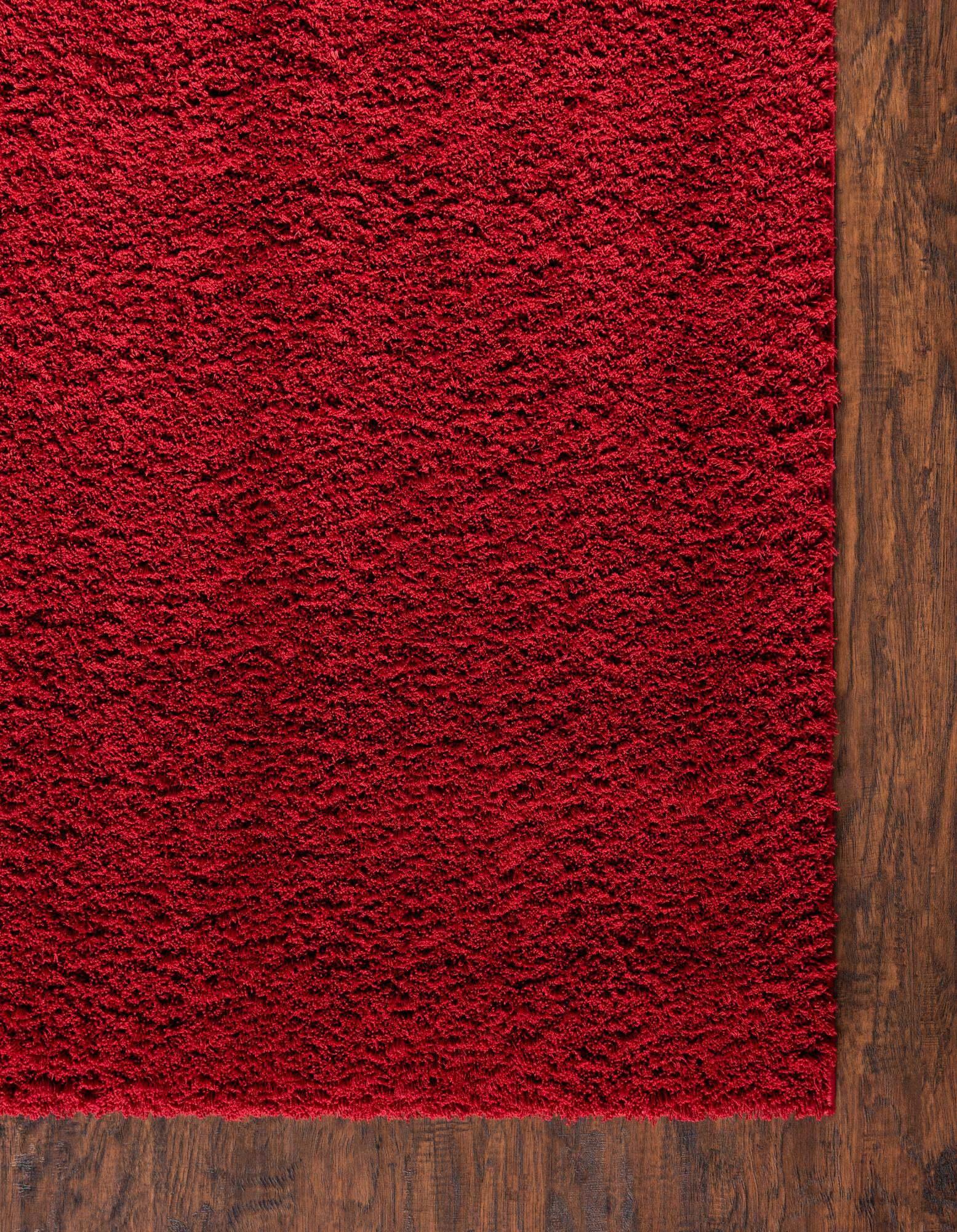 Unique Loom Indoor Rugs - Studio Solid Shag Solid Rectangular 8x10 Rug Red