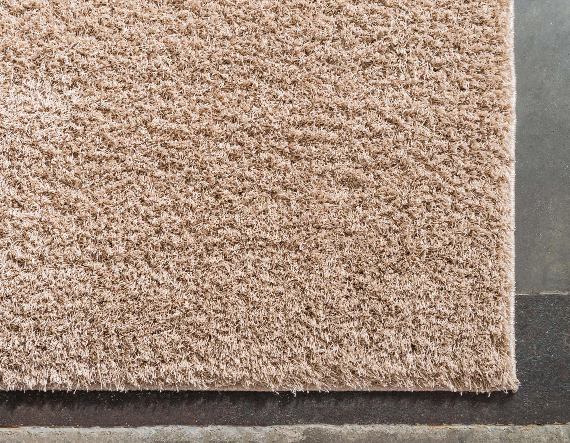 Unique Loom Indoor Rugs - Studio Solid Shag Solid Rectangular 8x10 Rug Taupe