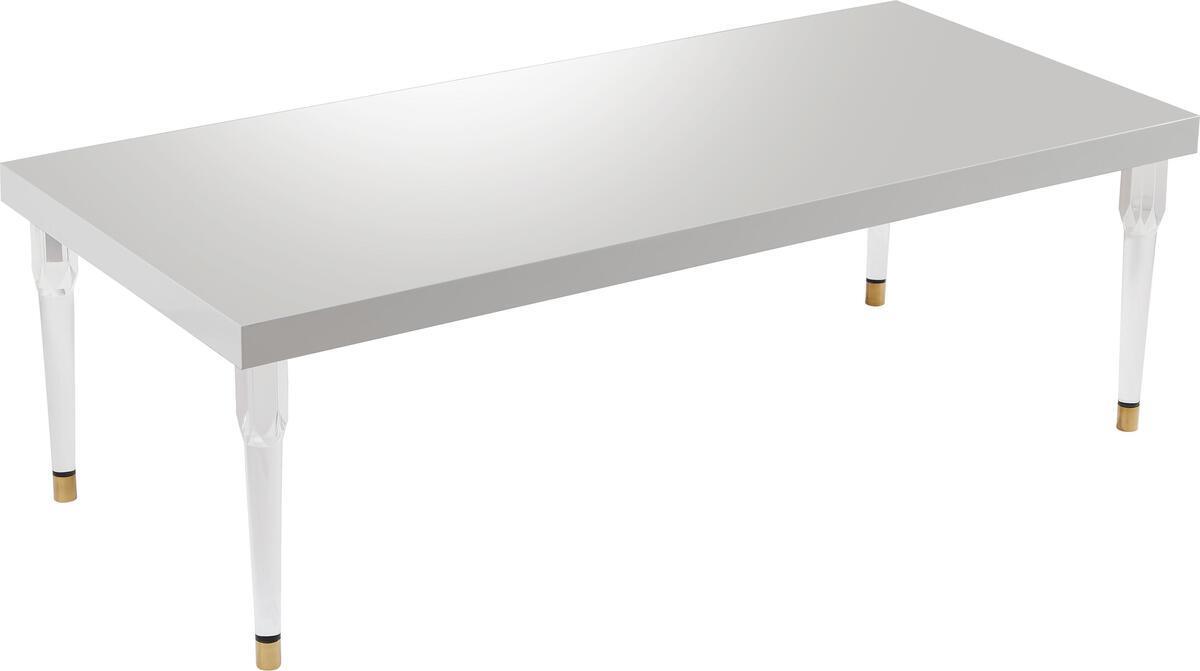 Tov Furniture Dining Tables - Tabby Glossy Lacquer Dining Table White