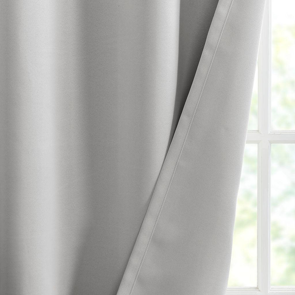 Olliix.com Curtains - Taren 63 H Solid Blackout Triple Weave Grommet Top Curtain Panel Pair Gray