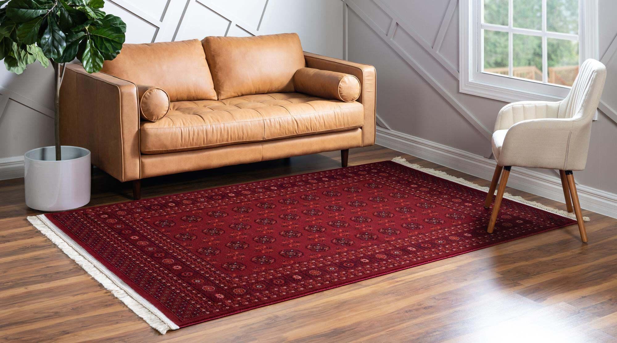 Unique Loom Indoor Rugs - Tekke Medallion 4x6 Rug Red & Multicolor