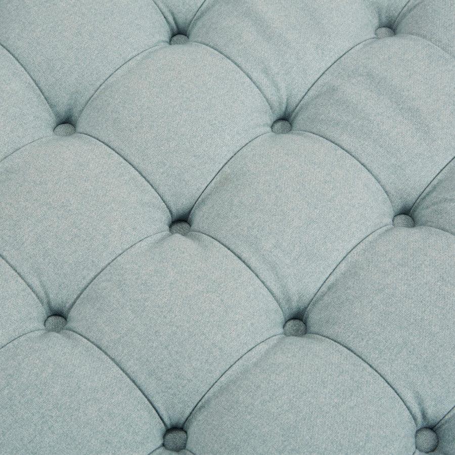 Olliix.com Ottomans & Stools - Terri Skirted Tufted 32" Round Ottoman Blue