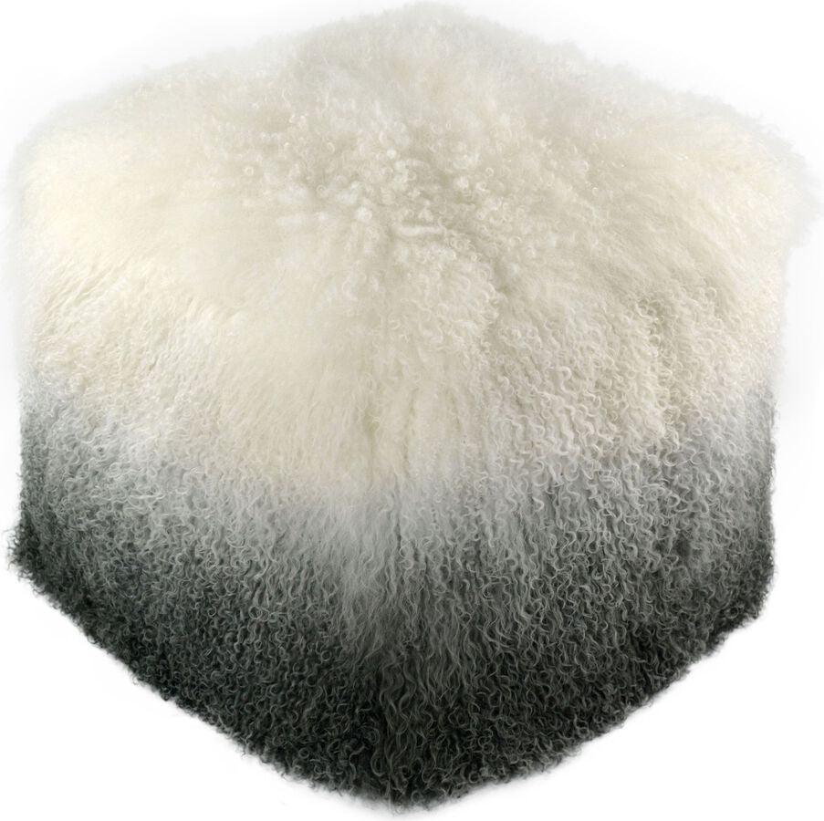 Tov Furniture Ottomans & Stools - Tibetan Sheep White to Grey Pouf White