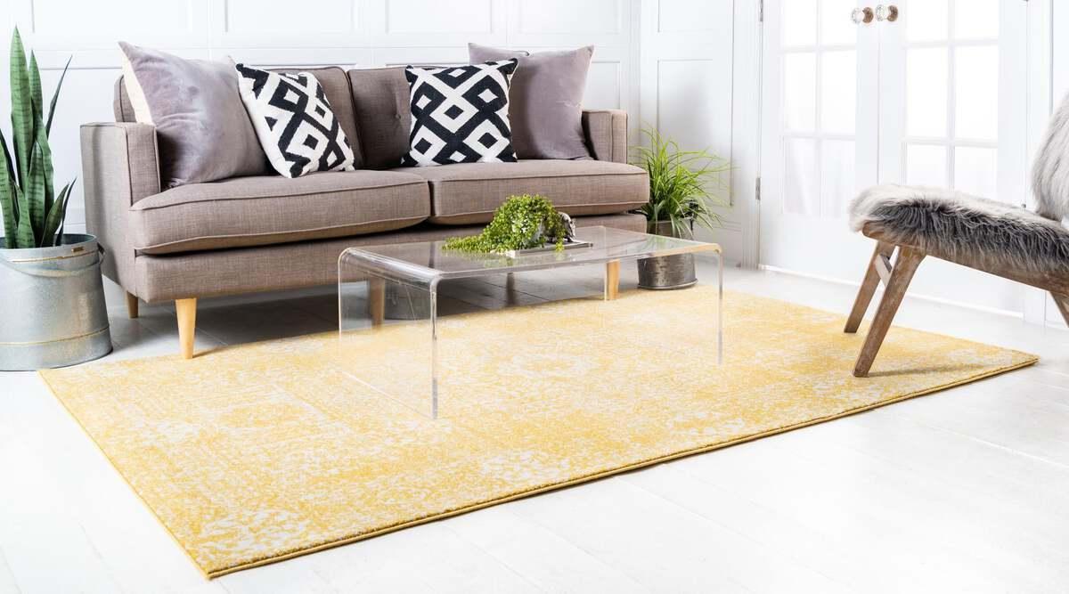 Unique Loom Indoor Rugs - Tradition Medallion 9x12 Yellow & Ivory