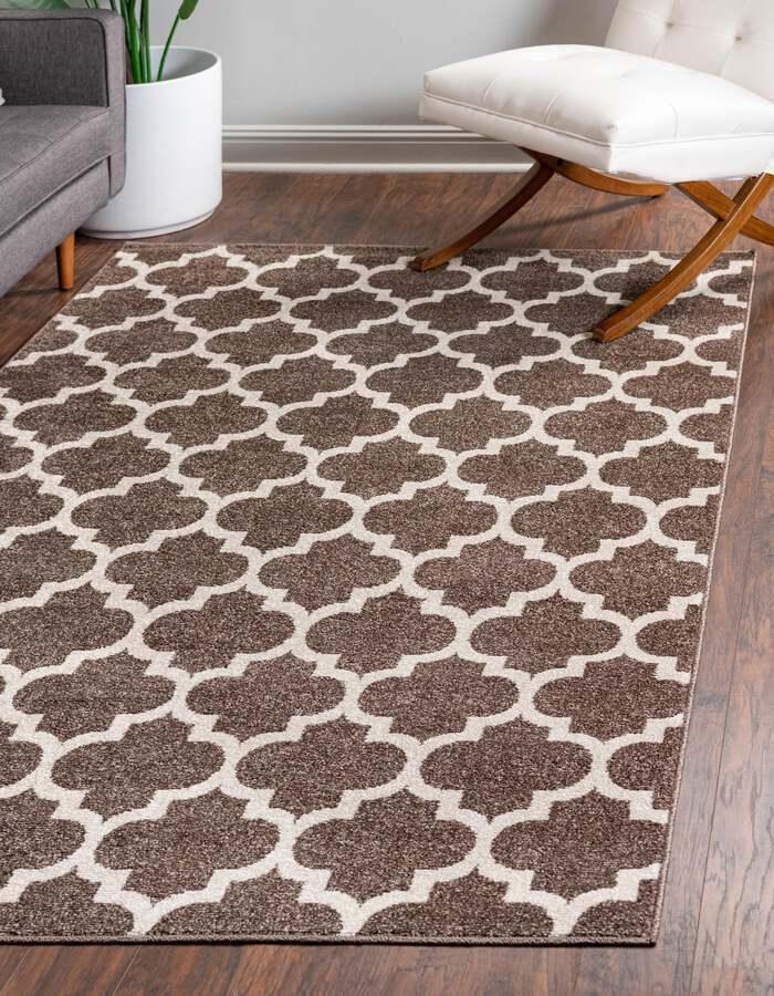 Unique Loom Indoor Rugs - Trellis Contemporary Palace Rectangular Rug Brown/Beige