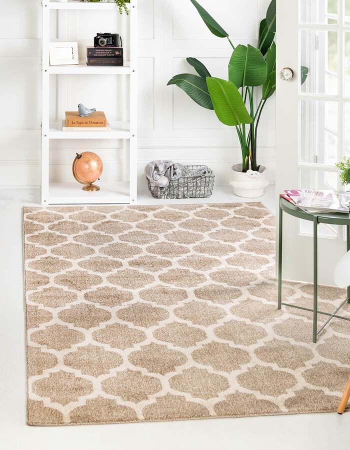 Unique Loom Indoor Rugs - Trellis Contemporary Palace Rectangular Rug Light Brown