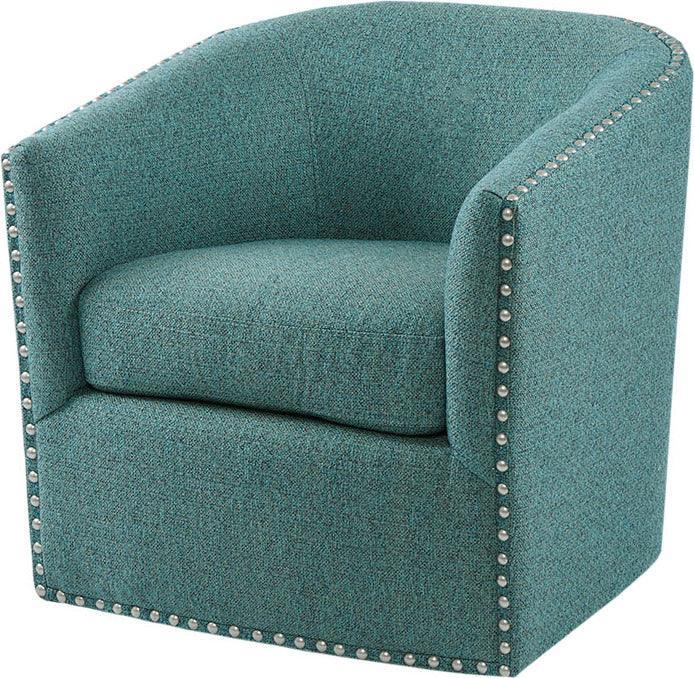 Olliix.com Accent Chairs - Tyler Swivel Chair Teal Multicolor