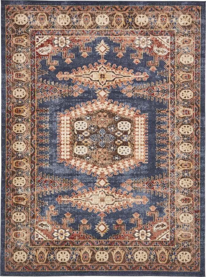 Unique Loom Utopia Collection Traditional Classic Vintage Inspired Area Rug  with Warm Hues, 9' x 12' 2 Rectangle, Dark Blue/Beige