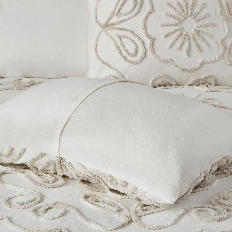 Chenille duvet cover set 3, full/queen, white - Bedding