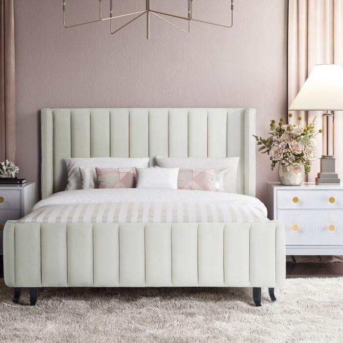 Tov Furniture Beds - Waverly Cream Velvet Bed in King