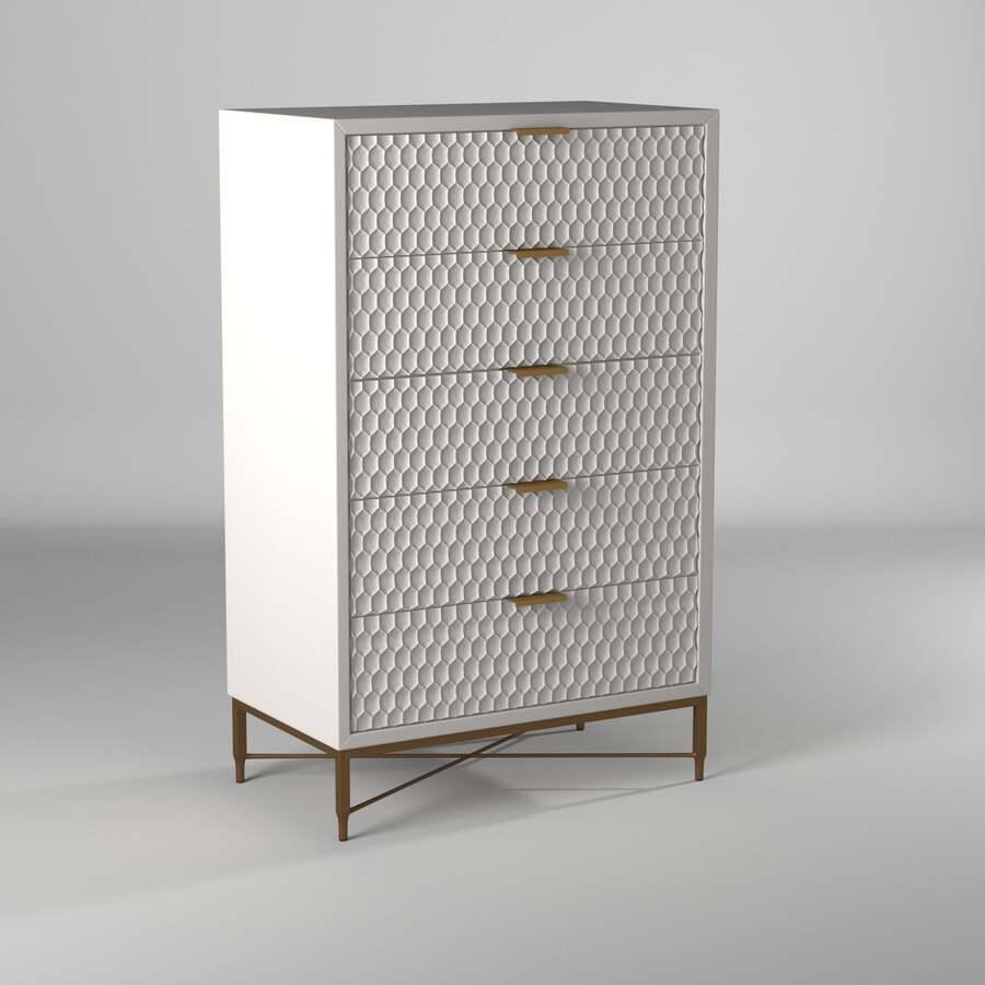 Alpine Furniture Chest of Drawers - White Pearl Chest