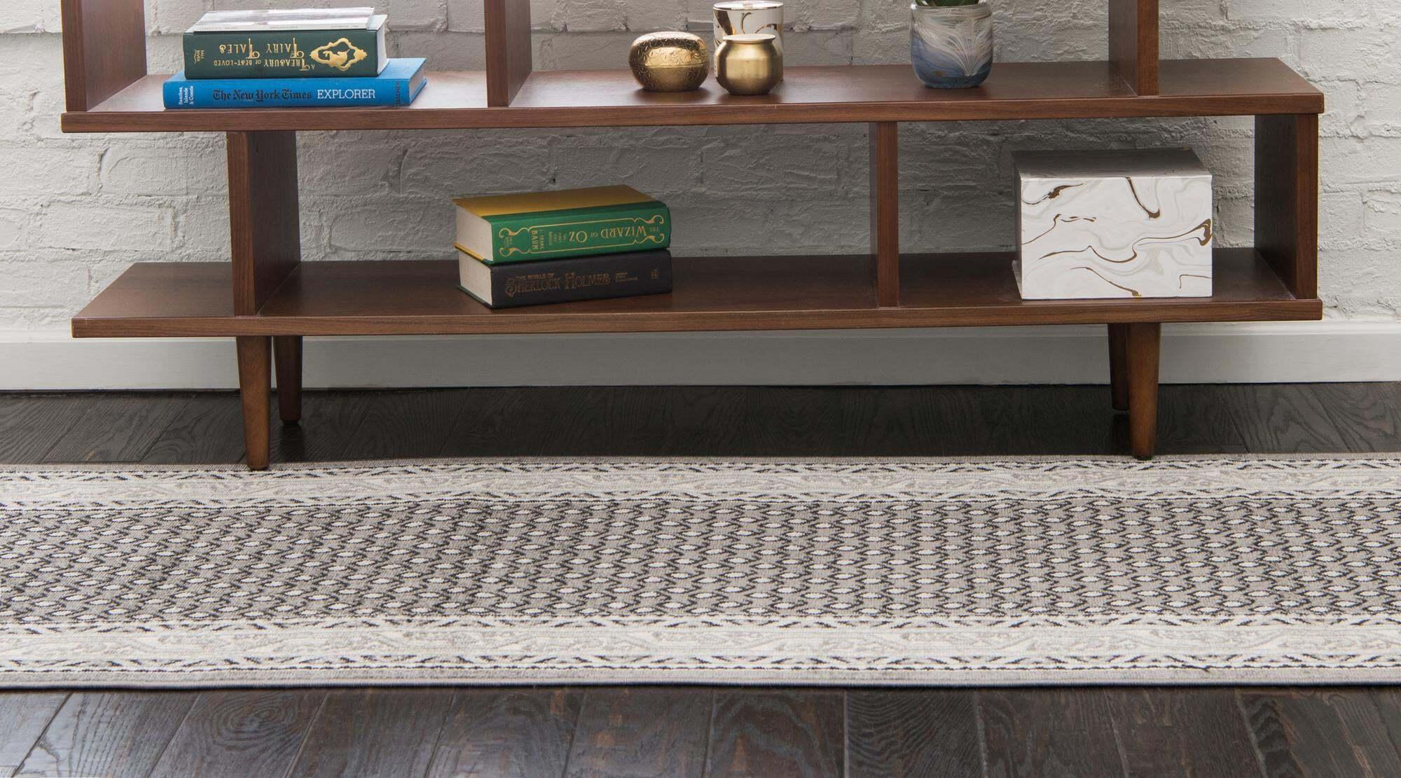 Unique Loom Indoor Rugs - Williamsburg Geometric 10 Ft Runner Rug Gray/Beige & Multicolor