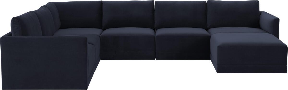 Tov Furniture Sectional Sofas - Willow Navy Modular Large Chaise Sectional