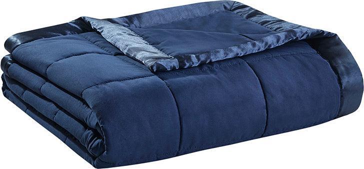 Olliix.com Comforters & Blankets - Windom Casual All Season Microfiber Down Alt Blanket with 3M Scotchgard King Navy