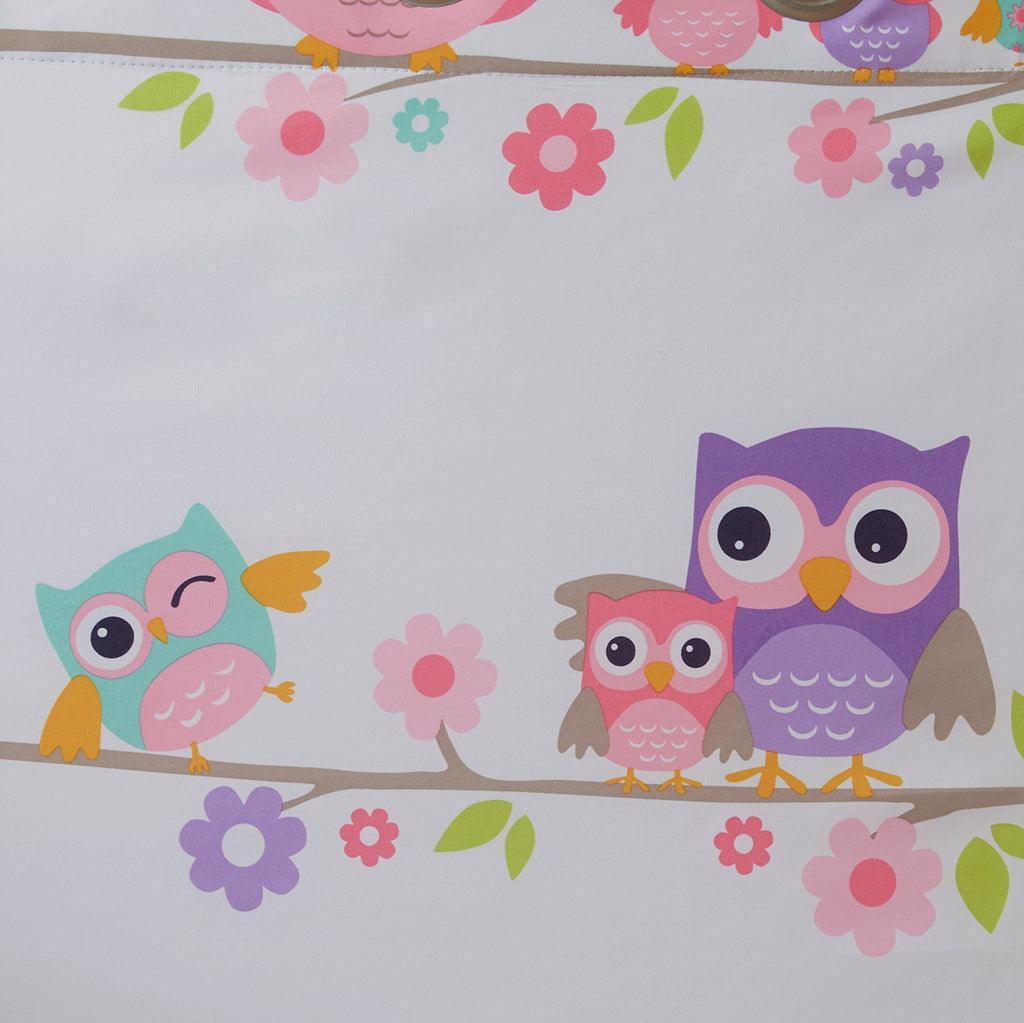 Olliix.com Curtains - Wise 63 H Wendy Owl Printed Blackout Window Panel Multi