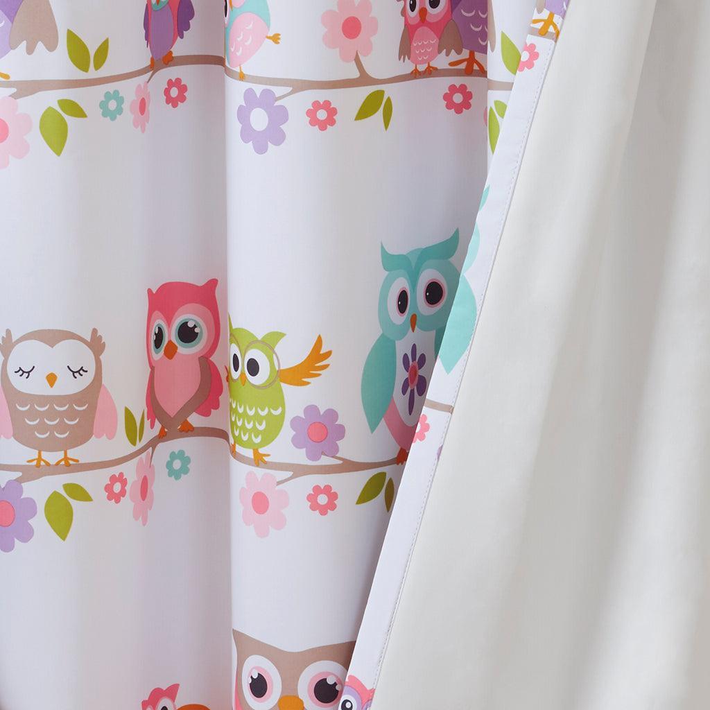 Olliix.com Curtains - Wise 84 H Wendy Owl Printed Blackout Window Panel Multi