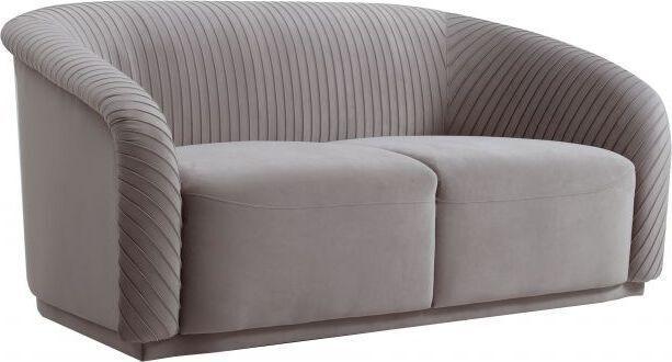 Tov Furniture Loveseats - Yara Pleated Grey Velvet Loveseat