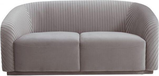 Tov Furniture Loveseats - Yara Pleated Grey Velvet Loveseat