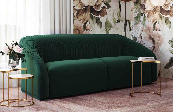 Buy Yara Pleated Sofa | in Comfortable Forest Design Green