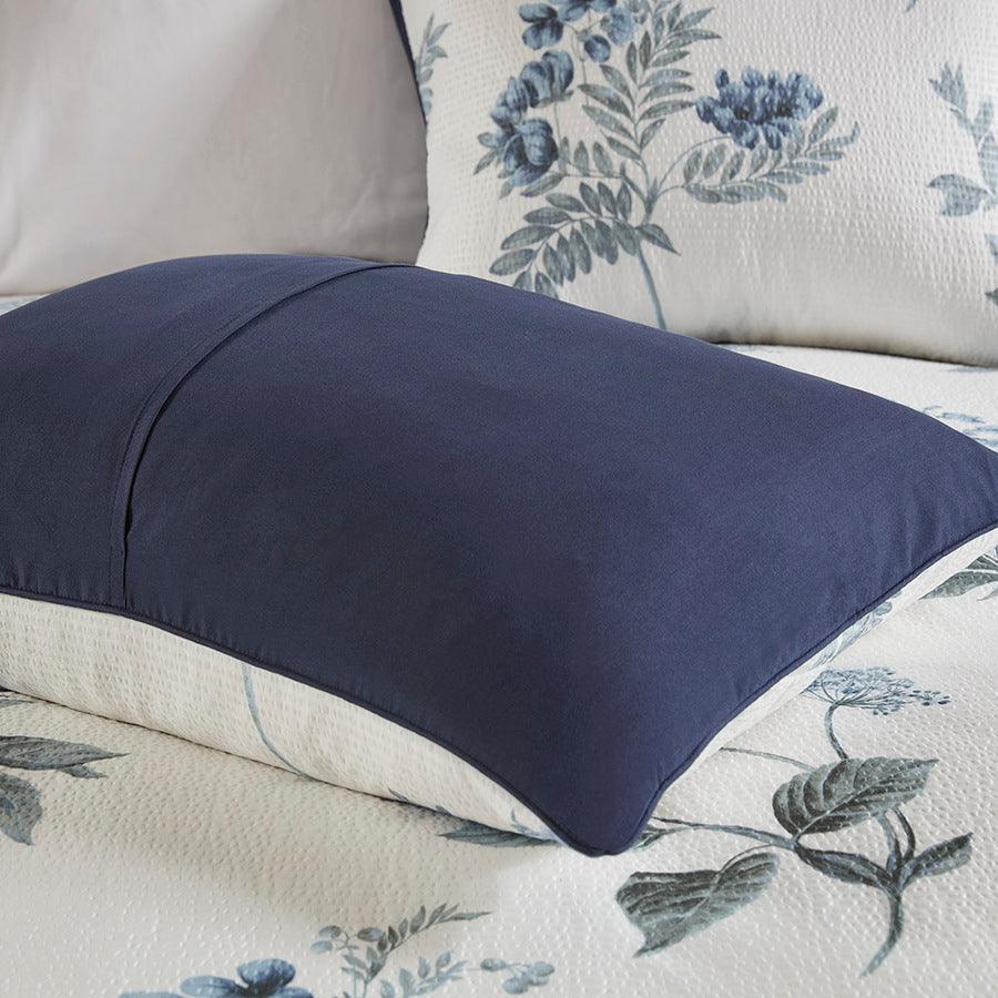 Shop Zennia Full/Queen 7 PC Printed Seersucker Comforter Set with Throw  Blanket Blue, Comforters & Blankets