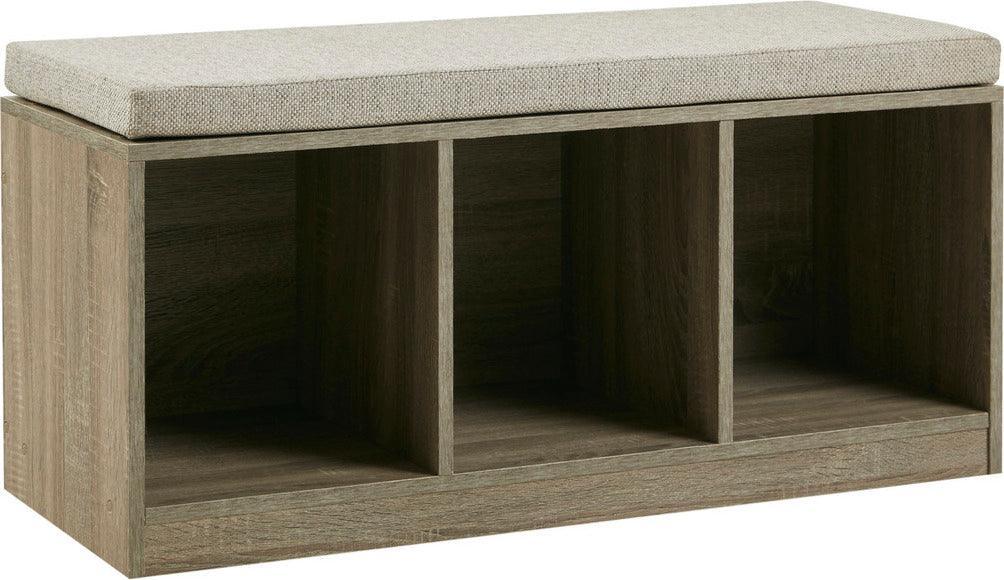 Olliix.com Benches - Zeus Cube Organizer Storage Bench With Cushion Gray