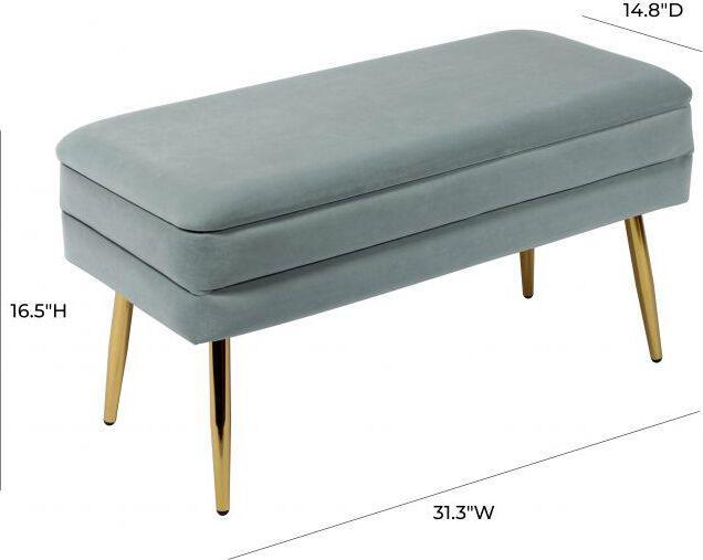 Tov Furniture Benches - Ziva Sea Blue Velvet Storage Bench