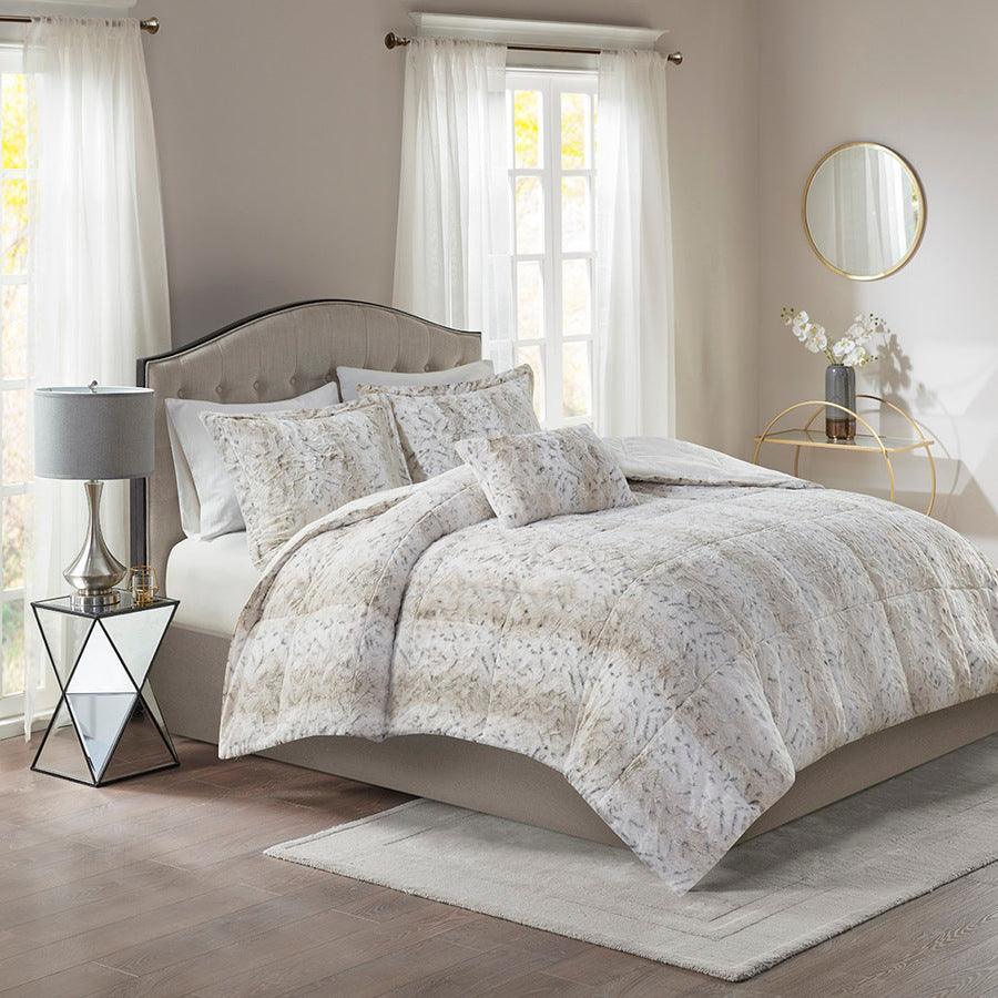 Olliix.com Comforters & Blankets - Zuri Full/Queen Comforter (Set) Snow Leopard