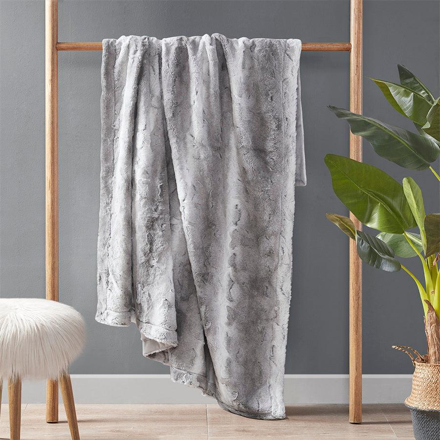 Zuri Oversized Faux Fur Throw Grey