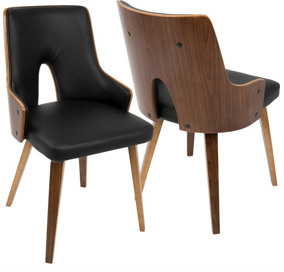 Black leather modern online dining chair