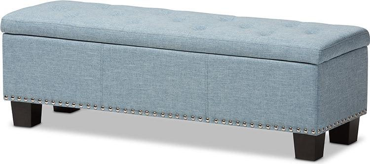 Wholesale Interiors Benches - Hannah Light Blue Button-Tufting Storage Ottoman Bench