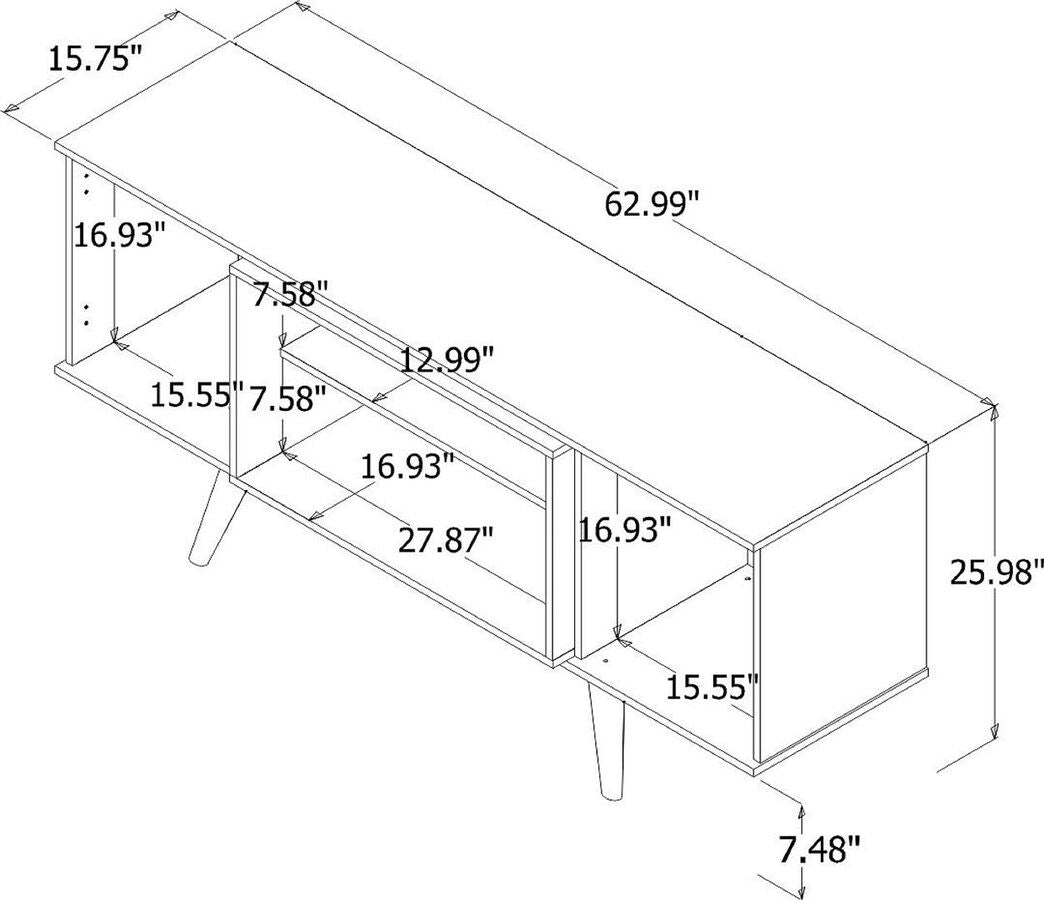 Manhattan Comfort TV & Media Units - Hampton 62.99 TV Stand with 4 Shelves & Solid Wood Legs in Off White